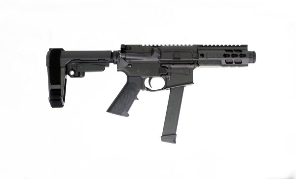 9mm Forged 5.5" Barrel Cerakote Armor Black SBA3 Tactical Brace 5" Rail Mini Can-0