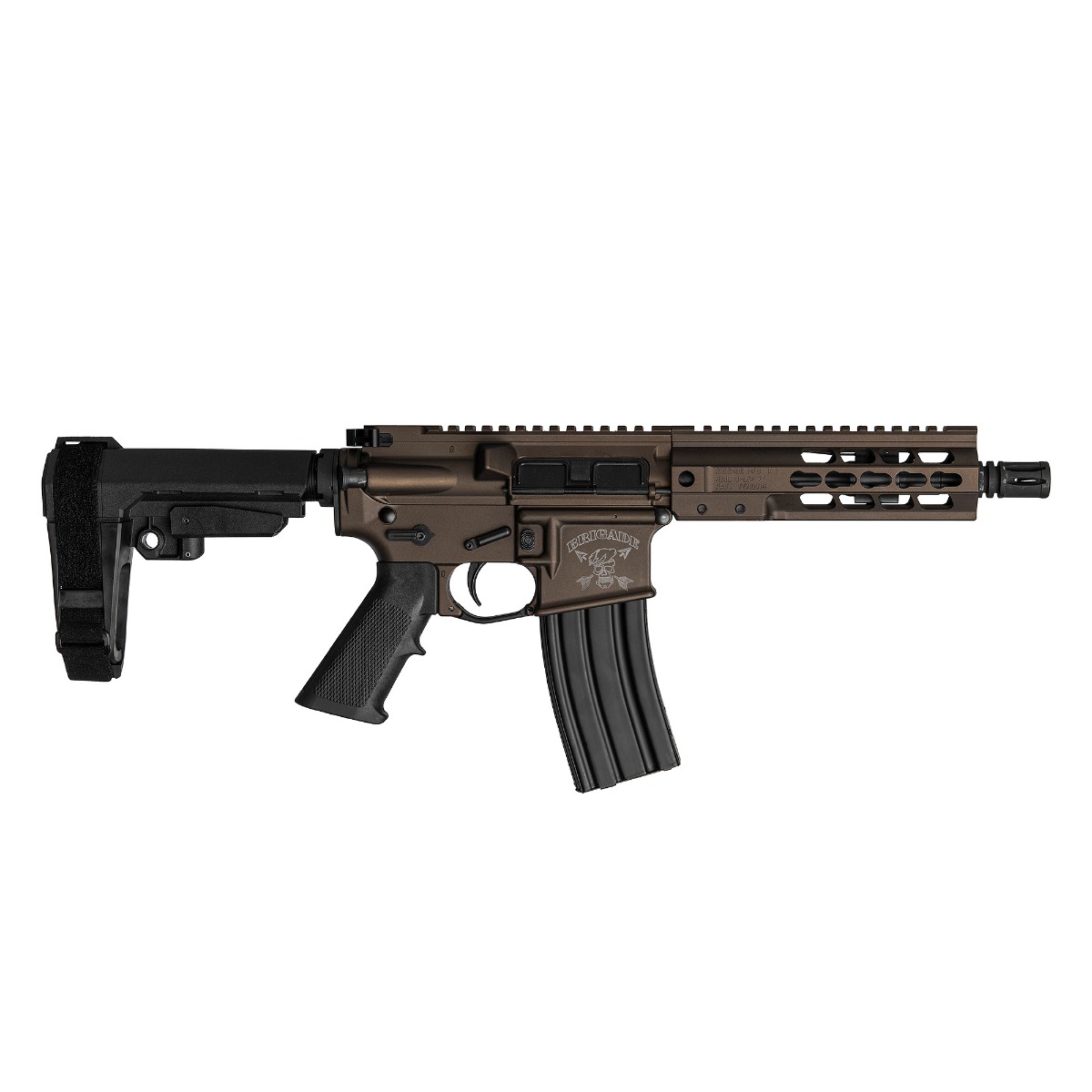 5.56 Forged 7.5" Barrel Cerakote Midnight Bronze SBA3 Tactical Brace 7" Rail A2 Flash Hider -0