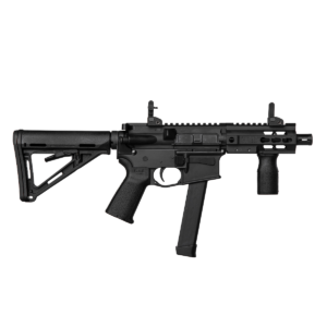 BMF-9 5" Rail Cerakote Armor Black 5.5" BRL w/MOE Pistol Grip and vertical grip, Flip-up Sights, MOE Stock, and A2 Flash Hider -0